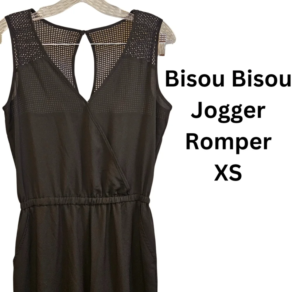Bisou Bisou Michele Bohbot Black Jogger Jumpsuit Size XS Mesh AJ-1987